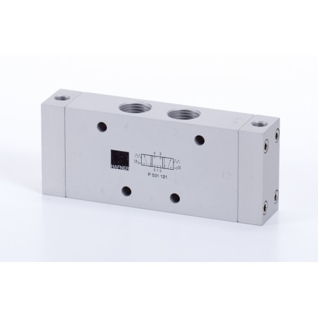 5/3-as pneumatikus vezérlésű szelep, középállásban zárt - G1/2 