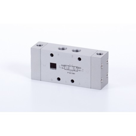 5/3-as pneumatikus vezérlésű szelep, középállásban zárt - G1/4 