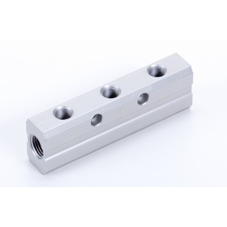 Elosztótömb - G3/8 - G1/4 - 2x6 helyes + tápcsatorna
