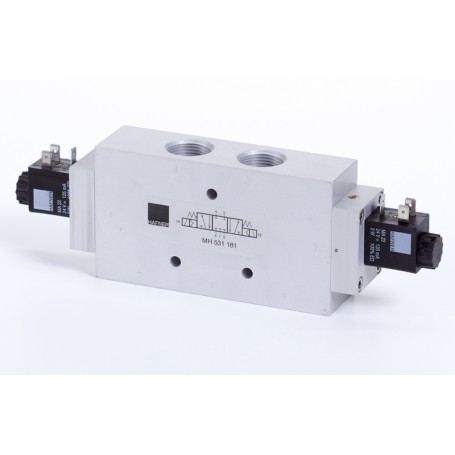 5/3-as elektromos vezérlésű szelep, középállásban leszellőztetett - G3/4 