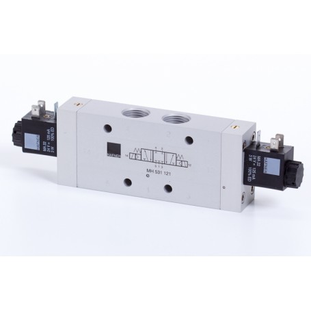 5/3-as elektromos vezérlésű szelep, középállásban zárt - G1/2 